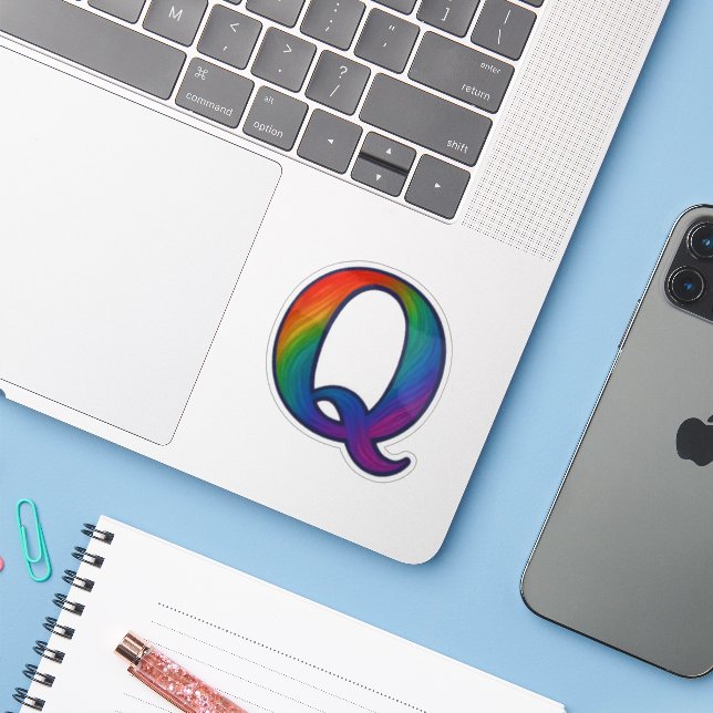 Colourful Initial Alphabet Letter Q (Laptop w/ iPhone)
