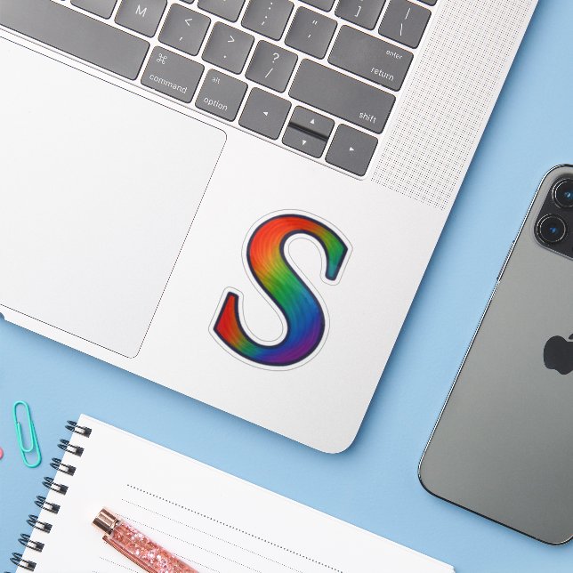 Colourful Initial Alphabet Letter S (Laptop w/ iPhone)