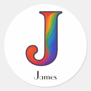 Colourful Initial Letter J Sticker