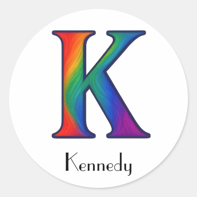 Colourful Initial Letter K Sticker (Front)