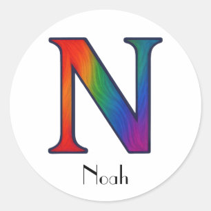 Colourful Initial Letter N Sticker