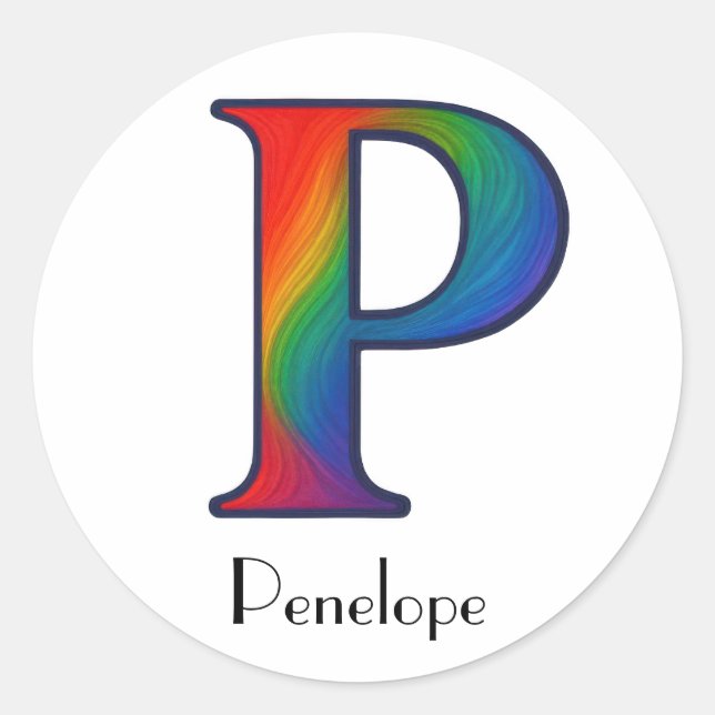 Colourful Initial Letter P Sticker (Front)
