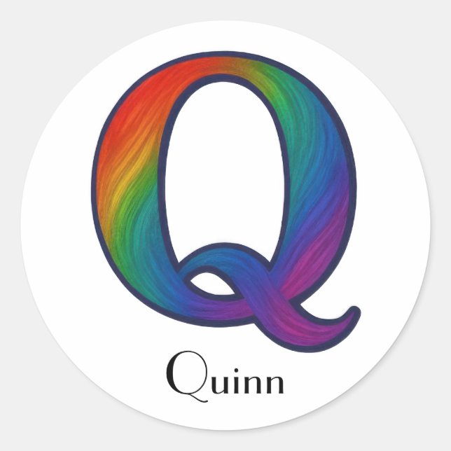 Colourful Initial Letter Q Sticker (Front)