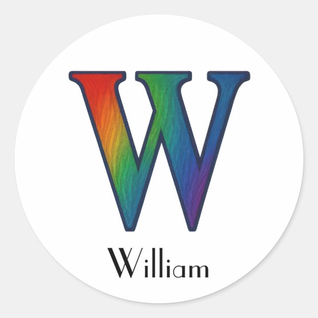 Colourful Initial Letter W Sticker (Front)