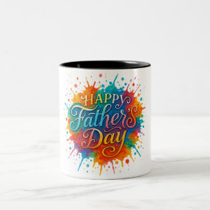 Colourful Ink Father's Day Illustration Two-Tone Coffee Mug