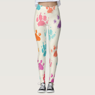 Colourful ink, messy dog paws leggings