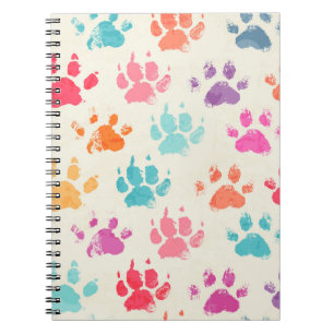 Colourful ink, messy dog paws notebook