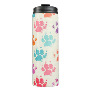 Colourful ink, messy dog paws thermal tumbler