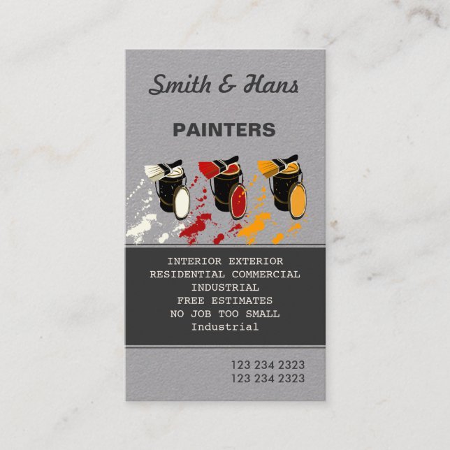 Colourful Ink Splash Professional House Painter Business Card (Front)
