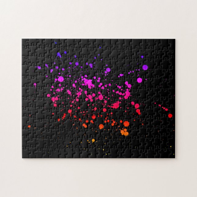 Colourful Ink Splatter Hard Difficult Challenging Jigsaw Puzzle (Horizontal)