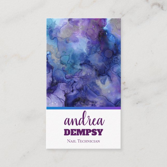 Colourful Ink Splatters | Nail Technician Business Card (Front)