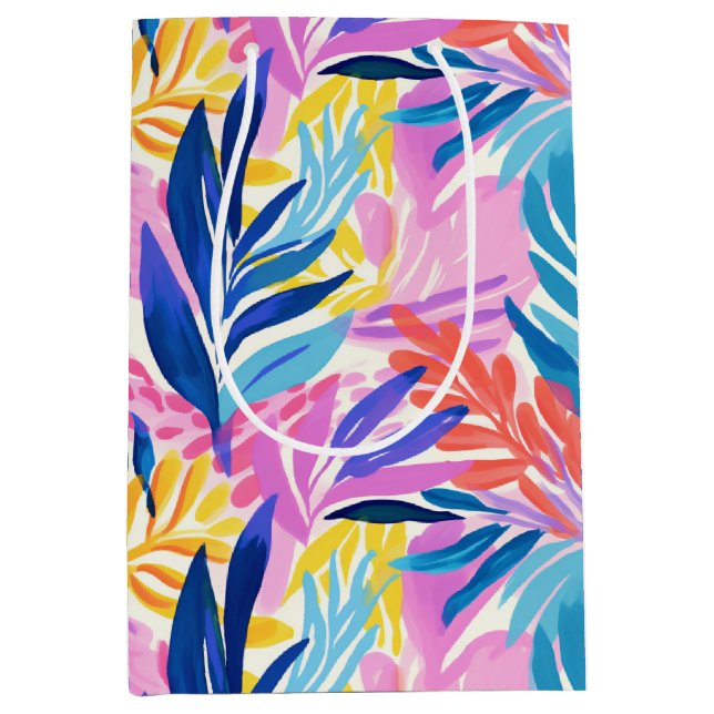 Colourful Ink Style Botanical Foliage Gift Bag (Front)