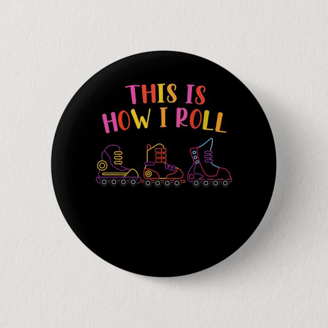 Colourful Inline Skates Roller Skate Inline Skater 6 Cm Round Badge (Front)