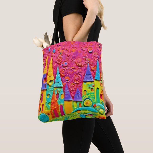 Colourful Innovative Clay Creation Tote Bag (Close Up)