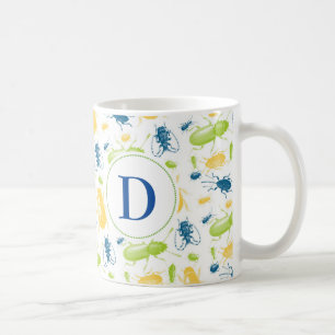 Colourful insect bug nature monogram mug
