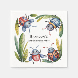 Colourful Insect Bugs 2nd. Birthday Party Napkin