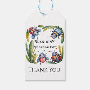 Colourful Insect Bugs 2nd. Birthday Party Thank Yo Gift Tags