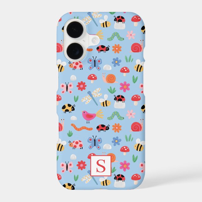 Colourful Insect Pattern with Monogram  (Back)