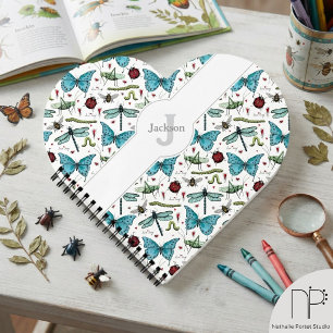 Colourful Insects Heart Shaped Notebook