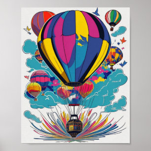 Colourful Inspiring Hot Air Balloon Design Poster