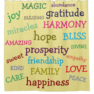 Colourful Inspiring Positive Words Design Shower Curtain