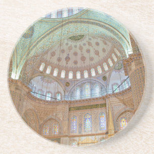 Colourful interior domed ceiling of Blue Mosque Coaster