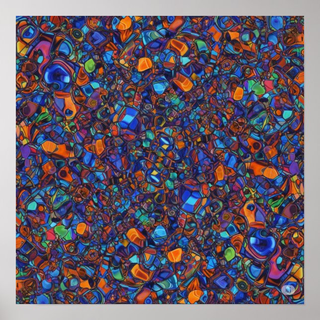 Colourful Interlocking Shapes Poster (Front)