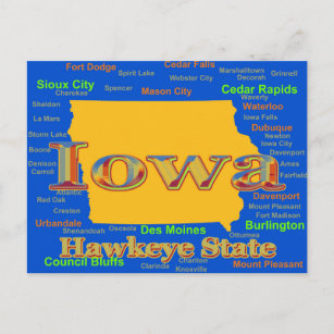 Colourful Iowa State Pride Map Silhouette Postcard