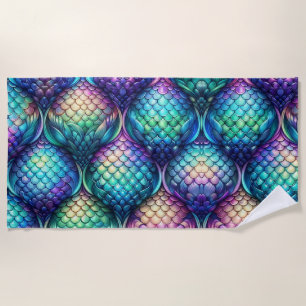 Colourful/iridescent aquatic scales beach towel