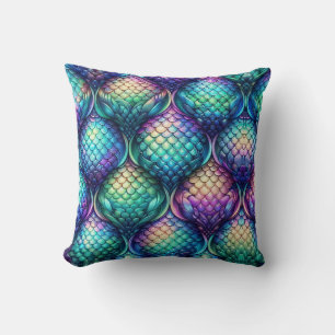 Colourful/iridescent aquatic scales cushion