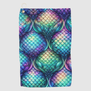 Colourful/iridescent aquatic scales golf towel