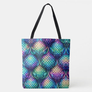 Colourful/iridescent aquatic scales tote bag