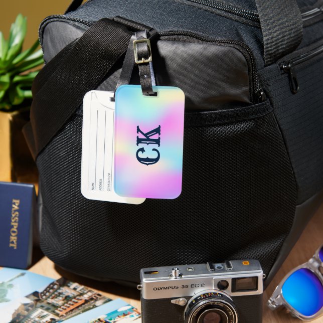 Colourful iridescent background luggage tag (Front & Back)