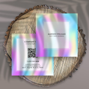 Colourful iridescent background square business card