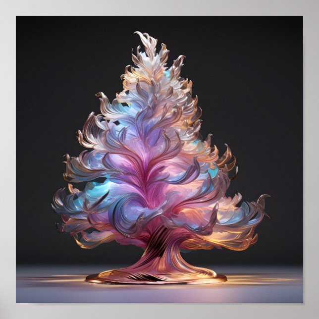 Colourful iridescent Christmas tree Poster (Front)