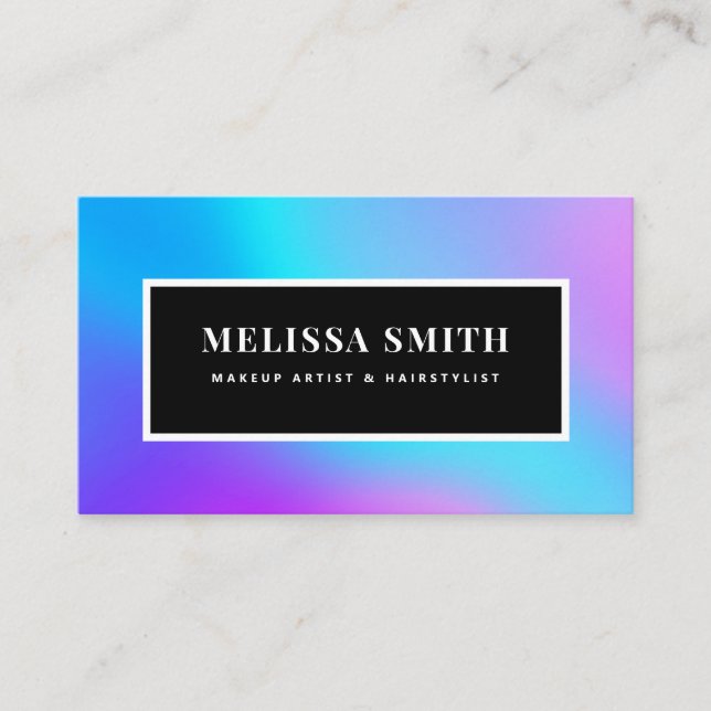 Colourful iridescent Holographic purple unicorn Business Card (Front)