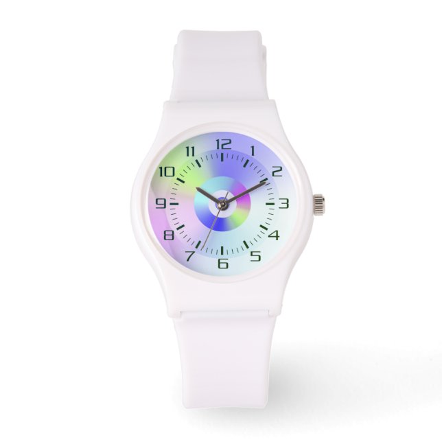 Colourful Iridescent Rainbow Good Vibes Gradient Watch (Front)