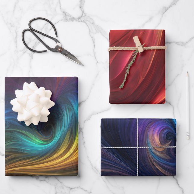 Colourful Iridescent Swirl Patterns Wrapping Paper Sheet (Front)