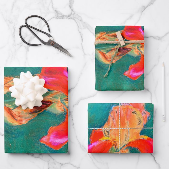 Colourful Iris Flower Wrapping Paper Sheet (Front)