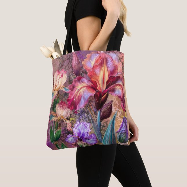Colourful Irises Tote Bag (Close Up)