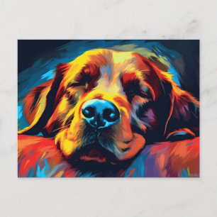 Colourful Irish Setter sleeping Postcard