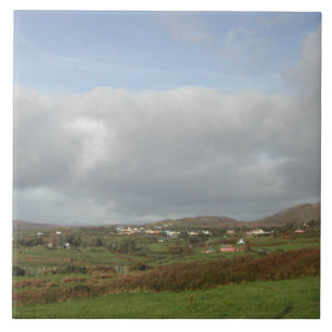 Colourful Irish Village Scene. Tile
