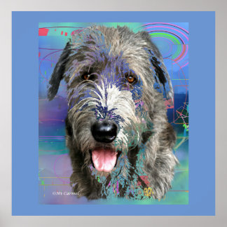 Colourful Irish Wolfhound Artwork Poster