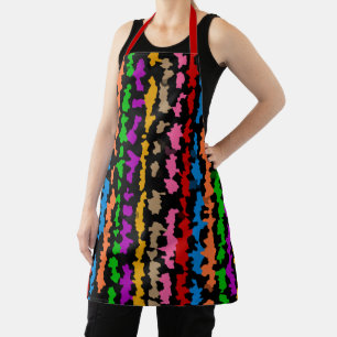 Colourful Irregular Abstract Design Black Apron