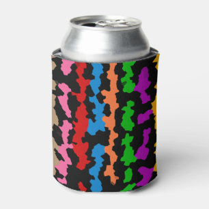 Colourful Irregular Abstract Design Black Can Cooler
