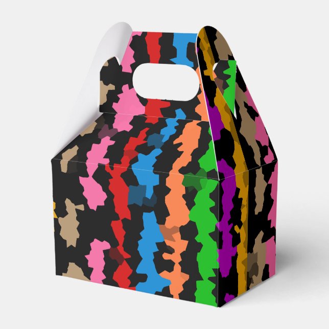 Colourful Irregular Abstract Design Black  Favour Box (Front Side)