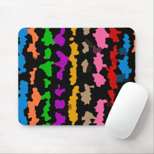 Colourful Irregular Abstract Design Black  Mouse Pad