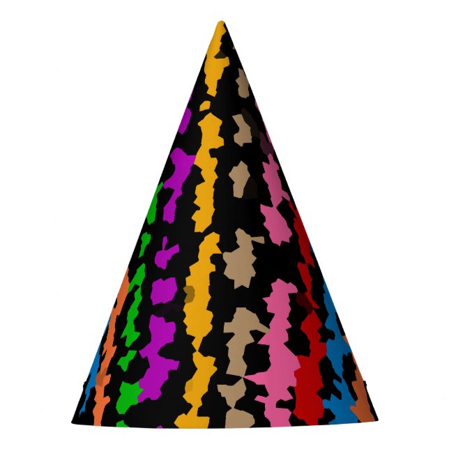 Colourful Irregular Abstract Design Black  Party Hat (Front)