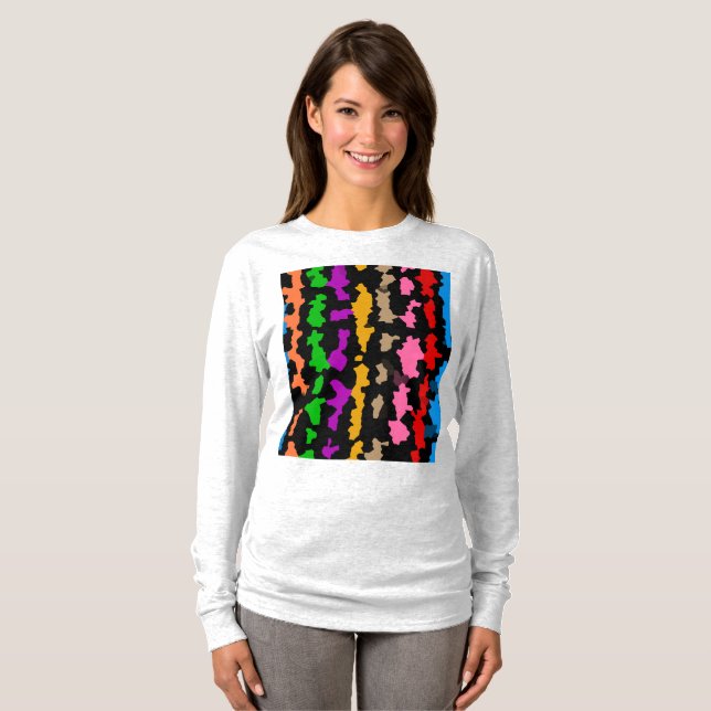 Colourful Irregular Abstract Design Black  T-Shirt (Front Full)