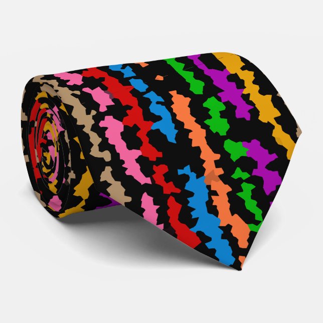 Colourful Irregular Abstract Design Black  Tie (Rolled)